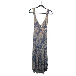 Angie Blue Floral Boho Tie-Front Maxi Dress | Women’s Size Large